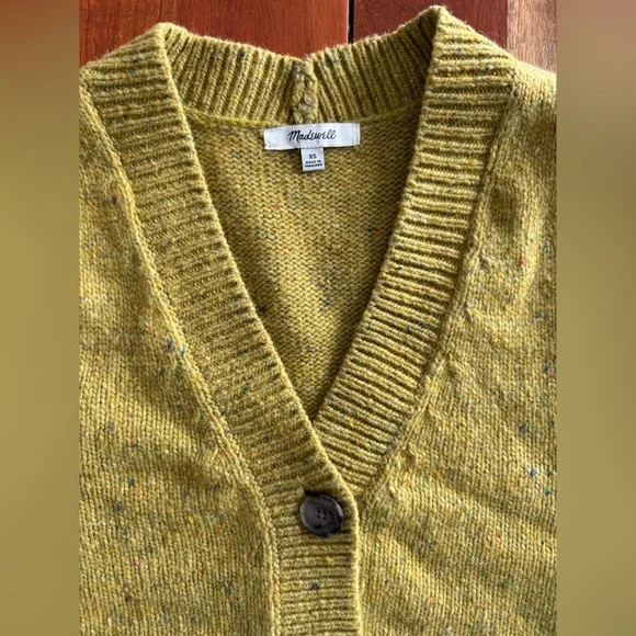 Madewell Mustard Yellow Sweater Knit Button Front Vest - Picture 2 of 8